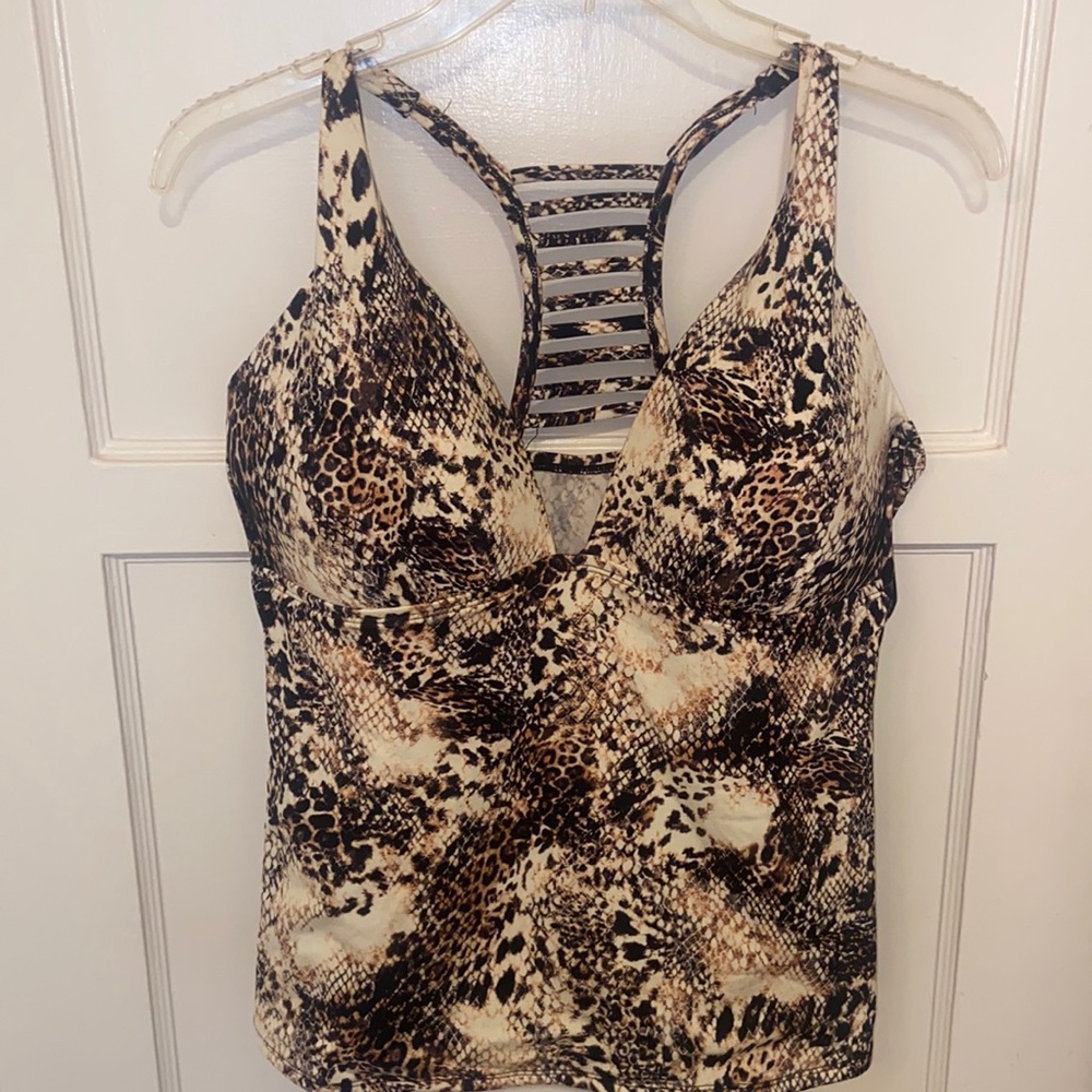 LIZ CLAIBORNE SNAKE PRINT TANKINI SWIM TOP SZ 14 NEW Snakeskin - Picture 7 of 13
